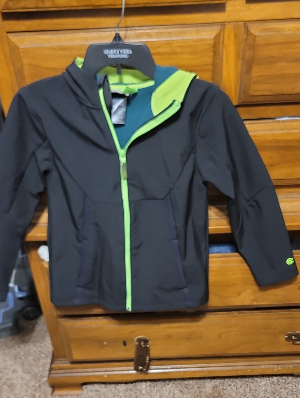 Champion Black Jacket with Neon Green Accents